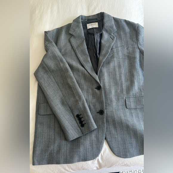 Aritzia Babaton Women’s 2 Atelier Oversized Tailored Blazer Herringbone Gray - Picture 6 of 11